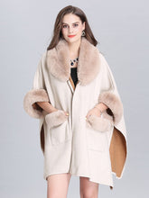 Load image into Gallery viewer, Poncho Knitwear Women Faux Fur Coat Shawl Collar Sweaters