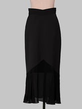 Load image into Gallery viewer, 2PS Pink V Neck Navy Sweet Style Shirt And Black Mermaid Skirt Suit