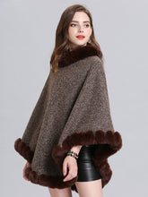 Load image into Gallery viewer, Women Woolen Poncho Faux Fur Shawl Collar Oversized Winter Coat