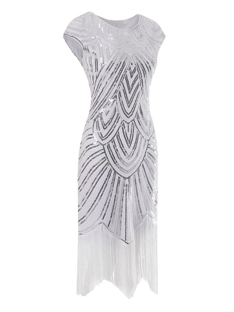 1920s Gatsby Flapper Dress with 20s Accessories Set Women's Sequins Tassel Fringe Costume Retro Vintage Cosplay Party & Evening Cocktail Dress 1920s Gatsby Flapper Dress with 20s Accessories Set Women's Sequins Tassel Fringe Costume Retro Vintage Cosplay Party & Evening Cocktail Dress