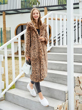 Load image into Gallery viewer, Faux Fur Coat Women Leopard Hooded Long Sleeve Oversized Winter Coat