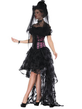 Load image into Gallery viewer, Gothic Costume Halloween Women  Lace  Top Corset And Asymmetrical Skirt