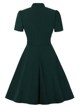 Load image into Gallery viewer, Dark Green Pockets Short Sleeve 50s Dress