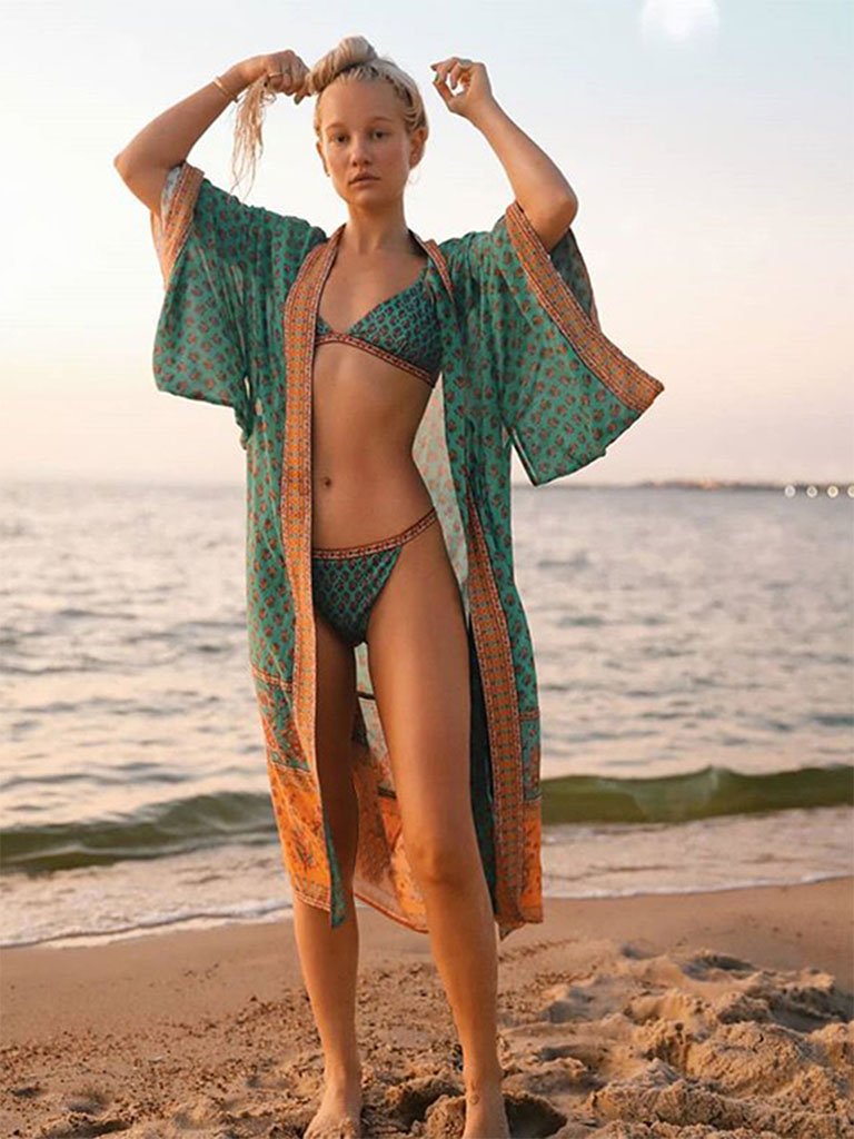 Boho Dress Bikini Cover Up Long Kimono Beach Dress For Women Boho Dress Bikini Cover Up Long Kimono Beach Dress For Women