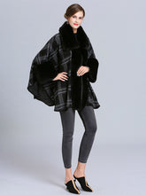 Load image into Gallery viewer, Plaid Women Poncho Sweater Faux Fur Coat Shawl Collar