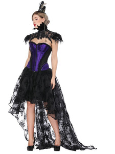 Gothic Costume Halloween Purple Strapless Asymmetrical Skirt And Corset