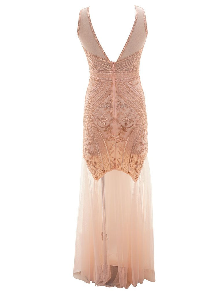 gatsby maxi dress Flapper 1920S Fringed Gatsby Maxi Dress Gray / XL