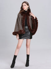 Load image into Gallery viewer, Poncho Knitwear Women Oversized Sweater Faux Fur Coat Shawl Collar Sweaters