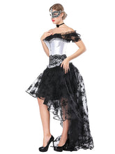 Load image into Gallery viewer, Gothic Costume Halloween Women Black Lace Short Sleeve Top Corset And Asymmetrical Skirt