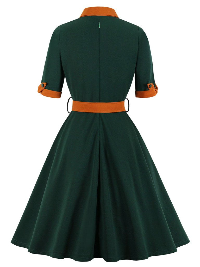 Elegant Vintage Short Sleeve A-Line Swing Christmas Party Dress - Dark Green / Large Elegant Vintage Short Sleeve A-Line Swing Christmas Party Dress - Dark Green / Large