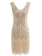 Load image into Gallery viewer, 5Color 1920S Sequined Fringe Gatsby Flapper Dress