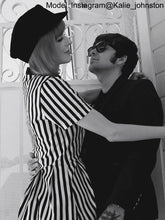 Load image into Gallery viewer, Beetlejuice Costume Pocket Dress Black and White Vertical Stripe Dress With Sunglasses