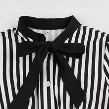 Load image into Gallery viewer, With Pocket Bow Stripe Black 50S Dress