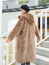 Load image into Gallery viewer, Faux Fur Coat Women Leopard Hooded Long Sleeve Oversized Winter Coat
