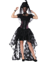 Load image into Gallery viewer, Gothic Costume Halloween Women  Lace  Top Corset And Asymmetrical Skirt