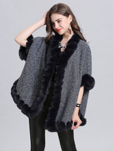 Load image into Gallery viewer, Faux Fur Coat Wool Cape Coat Half Sleeve Women Overcoat