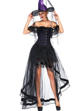 Load image into Gallery viewer, Halloween Costume Gothic Black Vintage Corset Top High Low Skirt For Women