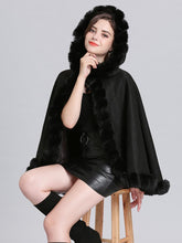 Load image into Gallery viewer, Hooded Winter Coat Faux Fur Long Sleeve Open Front Luxurious Cape Coat For Women