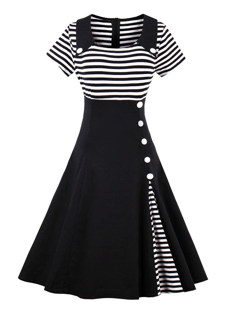 Elegant Stripe High Waist 50s 60s Dress – Jolly Vintage