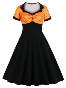 Cotton High Waist Dots 1950s Dress
