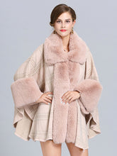 Load image into Gallery viewer, Plaid Women Poncho Sweater Faux Fur Coat Shawl Collar