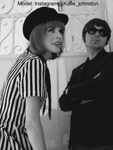 Load image into Gallery viewer, Beetlejuice Costume Pocket Dress Black and White Vertical Stripe Dress With Sunglasses