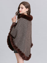 Load image into Gallery viewer, Women Woolen Poncho Faux Fur Shawl Collar Oversized Winter Coat