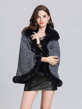 Load image into Gallery viewer, Poncho Knitwear Women Oversized Sweater Faux Fur Coat Shawl Collar Sweaters
