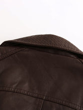 Load image into Gallery viewer, Women's Coat PU Leather Turndown Collar Fall Winter Plush Regular Midi Length Coat Solid Color Coat