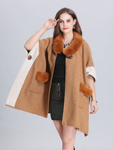 Load image into Gallery viewer, Faux Fur Coat Wool Cape Coat Half Sleeve Women ‘s Overcoat With Pockets