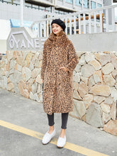 Load image into Gallery viewer, Faux Fur Coat Women Leopard Hooded Long Sleeve Oversized Winter Coat
