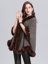 Load image into Gallery viewer, Faux Fur Coat Wool Cape Coat Half Sleeve Women Overcoat