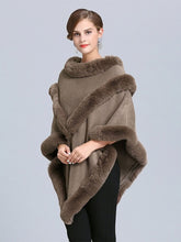 Load image into Gallery viewer, Women Coat Cape Peacoat Faux Fur Collar Poncho