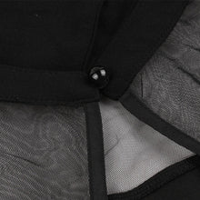 Load image into Gallery viewer, Black Tailored Collar Semi-sheer Short Sleeve Dress