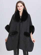 Load image into Gallery viewer, Poncho Knitwear Women Faux Fur Coat Shawl Collar Sweaters