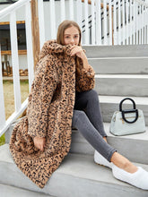 Load image into Gallery viewer, Faux Fur Coat Women Leopard Hooded Long Sleeve Oversized Winter Coat