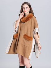 Load image into Gallery viewer, Faux Fur Coat Wool Cape Coat Half Sleeve Women ‘s Overcoat With Pockets