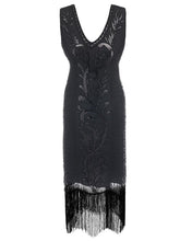 Load image into Gallery viewer, 6 Color 1920S Sequined Fringe Peacock Flapper Dress
