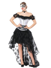 Load image into Gallery viewer, Gothic Costume Halloween Women Black Lace Short Sleeve Top Corset And Asymmetrical Skirt