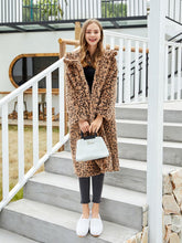 Load image into Gallery viewer, Faux Fur Coat Women Leopard Hooded Long Sleeve Oversized Winter Coat