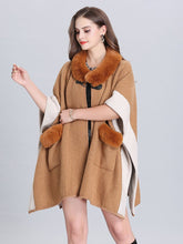 Load image into Gallery viewer, Faux Fur Coat Wool Cape Coat Half Sleeve Women ‘s Overcoat With Pockets