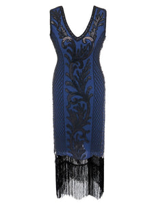 6 Color 1920S Sequined Fringe Peacock Flapper Dress