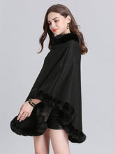 Load image into Gallery viewer, Women Woolen Poncho Faux Fur Shawl Collar Oversized Winter Coat