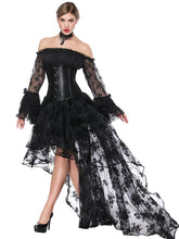 Load image into Gallery viewer, Gothic Costume Halloween Women  Lace  Top Corset And Asymmetrical Skirt