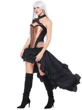 Load image into Gallery viewer, Gothic Costume Halloween Gold Women Corset Ruffles High Low Skirt And Pauldron Outfit