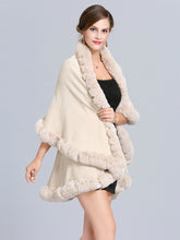Load image into Gallery viewer, Faux Fur Coat Women Plaid Poncho Long Sleeve Batwing Oversized Cape Coat