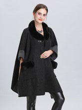 Load image into Gallery viewer, Faux Fur Coat Wool Cape Coat Half Sleeve Women ‘s Overcoat With Pockets