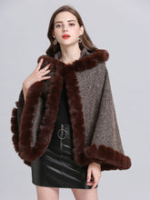 Load image into Gallery viewer, Hooded Winter Coat Faux Fur Long Sleeve Open Front Luxurious Cape Coat For Women