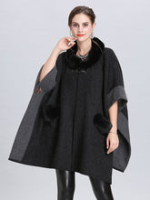 Load image into Gallery viewer, Faux Fur Coat Wool Cape Coat Half Sleeve Women ‘s Overcoat With Pockets
