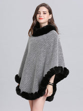Load image into Gallery viewer, Women Woolen Poncho Faux Fur Shawl Collar Oversized Winter Coat